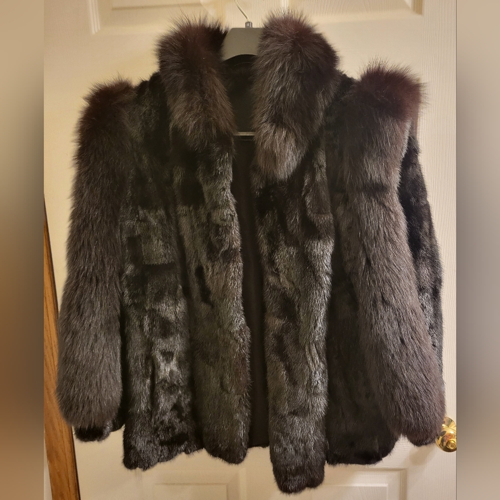 Elegant Black Fox And Mink Coat